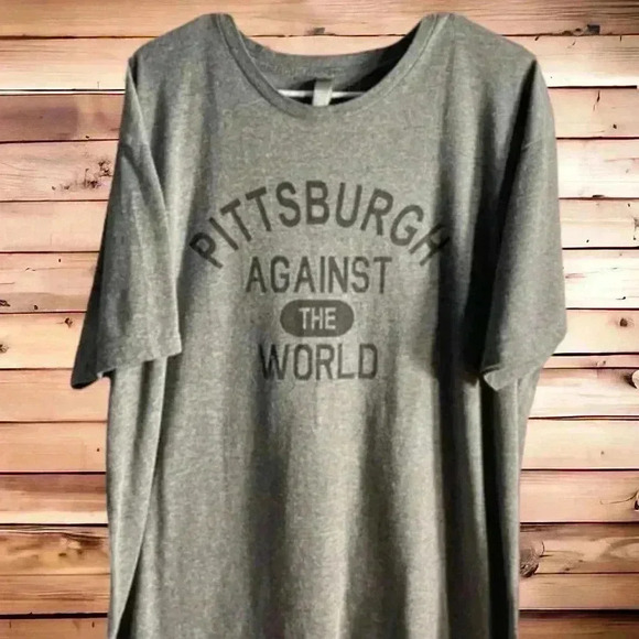 Next Level "Pittsburgh Against the World" grey t-shirt Men's size XXL. #Pgh - Picture 1 of 3